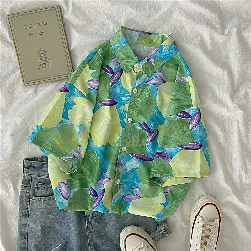 Daisy Printed Hawaiian Beach Shirt for Men Women Summer Short Sleeve Aloha Shirts Holiday Vacation Clothing Chemise 2023