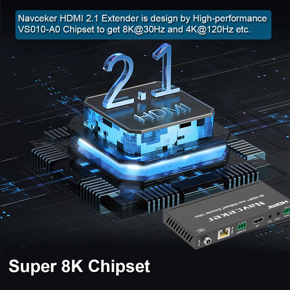 8K HDMI Extender 4K 120Hz HDMI 2.1 Extender Over UTP Cat6 RJ45 Cable 90 Meter HD