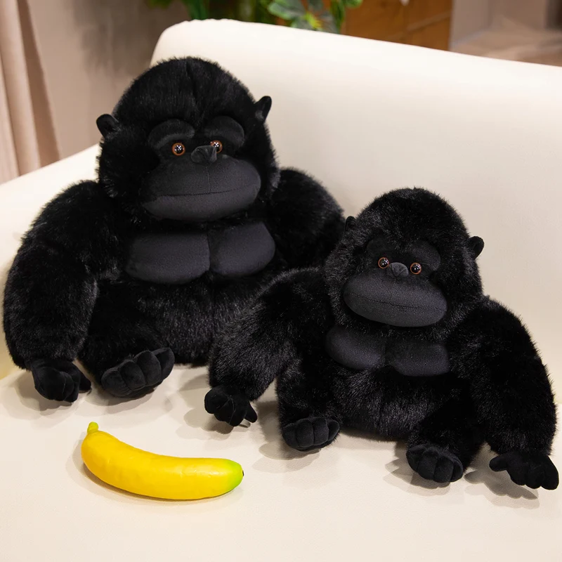 Enhance your space with the Gorilla Plush Black Throw Pillow - Decorative Zoo Souvenir