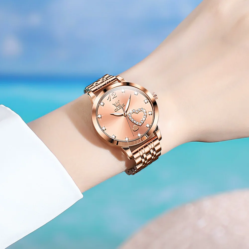 OLEVS New Diamond Women Quartz Watches Creative Love Dial Women's Wrist Watches Ladies  Waterproof Female Relogio Feminino