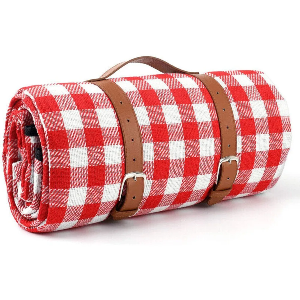 

Large Waterproof and Moisture-proof Picnic Blanket Check Travel Outdoor Park Camping Rugby Portable Folding