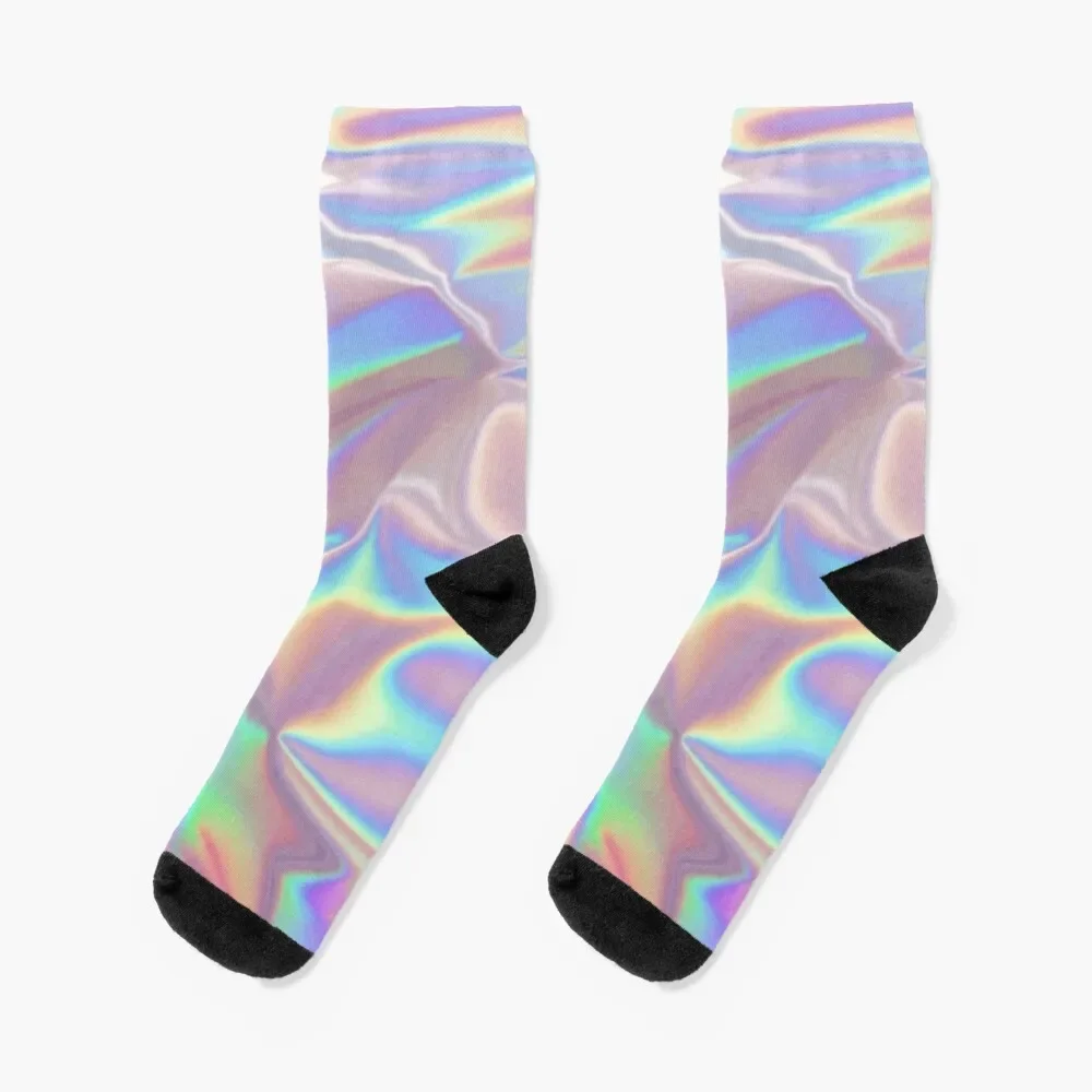 holographic background Socks Run snow Man Socks Women's