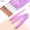 5pcs/Set Dual-Ended Nail Art Dotting Pen With Rhinestones Handle 3D UV Gel Liner Flower Pattern Drawing Painting Brush Tool Kits 2