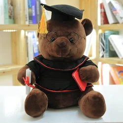 Cute Graduate Bear Plush Toy - Fun Graduation Gift & Home Decor - About 18cm (Dark brown)