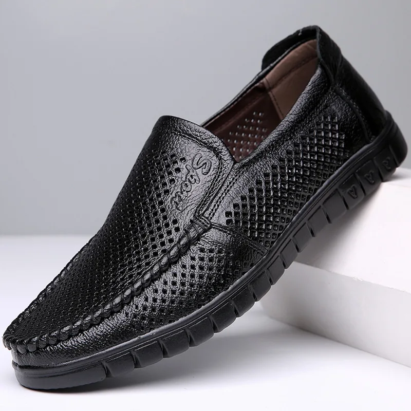 Fashion Genuine Leather Shoes Men Loafers Breathable Summer Mens Casual Shoes Soft Comfortable Leather Male Footwear KA3559 3
