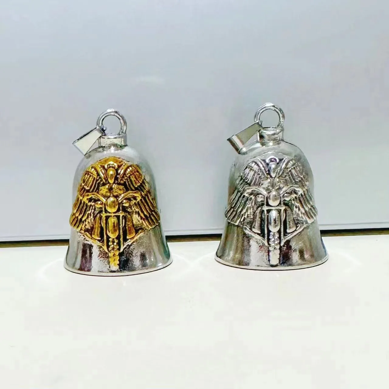 Angel Wings Motorcycle Bell Keychain Image 3