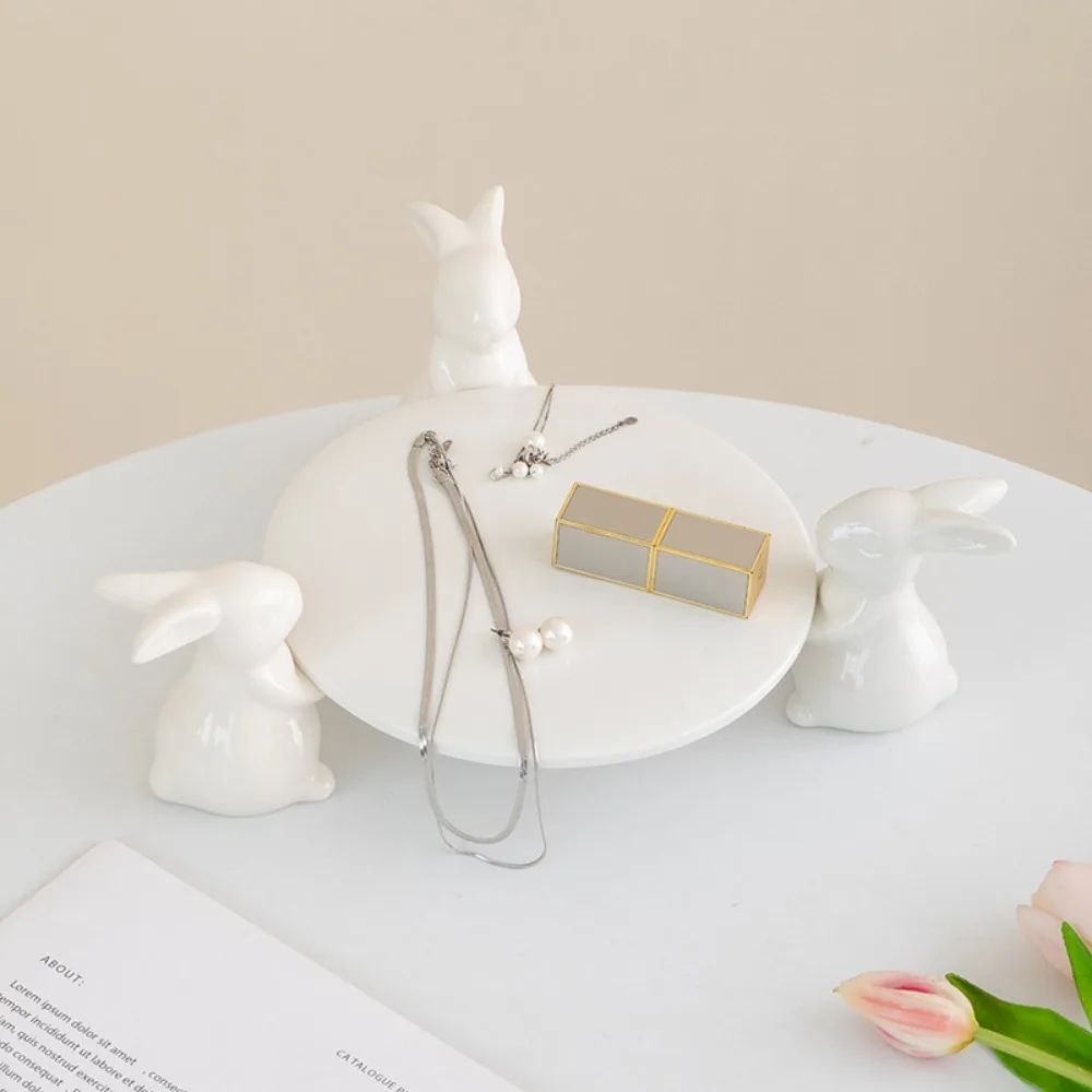 Creative Ceramic Rabbit Fruit Plate Ornaments Living Room Dining Table Dim Sum Plate Jewelry Storage Crafts Birthday Gifts 3