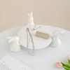 Creative Ceramic Rabbit Fruit Plate Ornaments Living Room Dining Table Dim Sum Plate Jewelry Storage Crafts Birthday Gifts 3