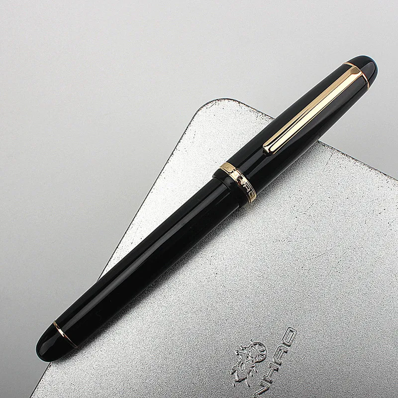 New color JINHAO X350 Series  Fountain Pen Extra Fine 0.38mm Nib Writing Black gold clip Bent (Curved) 1.0mm nib