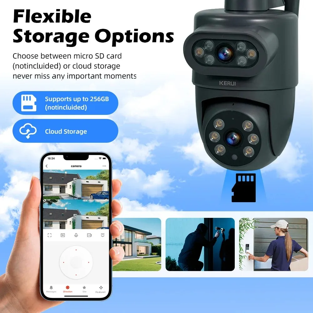 KERUI Outdoor 10MP 5K HD Dual Lens WiFi IP Camera Tuya Smart PTZ Wireless Home Security CCTV Video Surveillance Human Detection 5