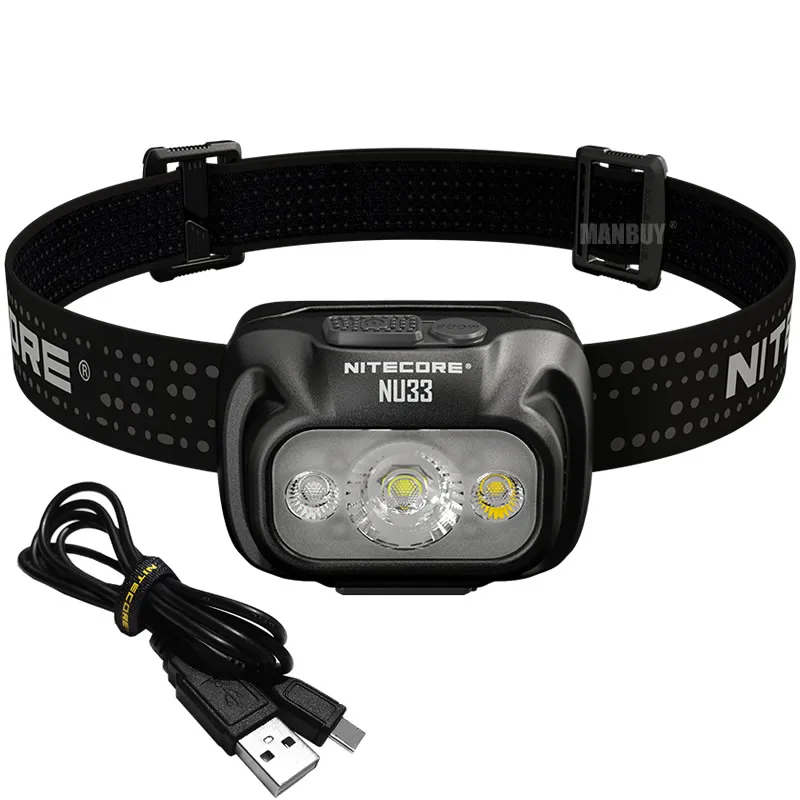 

Nitecore NU33 USB-C Rechargeable Headlamp 700 Lumens High CRI LED Triple Output Built-In Li-ion Battery Aluminum Metal Materials