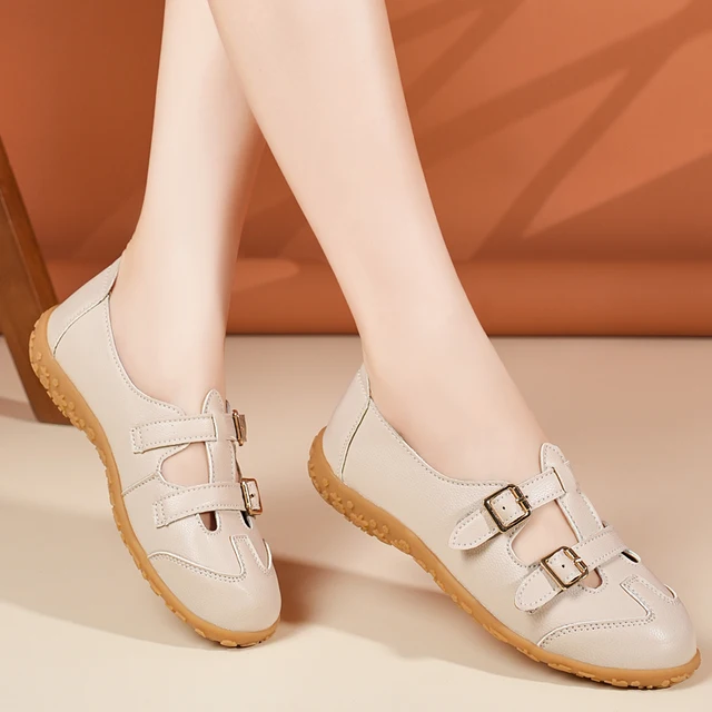 Sandales d'Été Confortables pour Femme, Chaussures Rondes Creuses, Parka, Semelle de Plage Souple 1