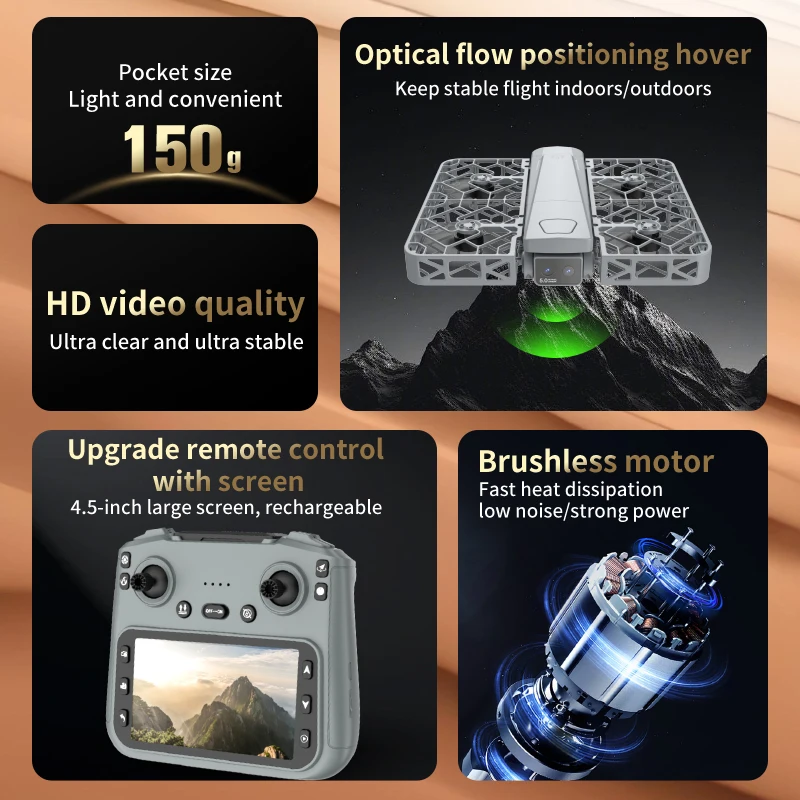 S161 MAX Drone 4K Professional HD Camera Brushless WIFI FPV Optical flow positioning Video UAV 4.5 Inch Screen Control Mini Dron