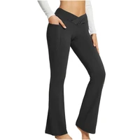 Quality Solid Color Casual Micro Flared High Waist Slim Fit Wide Foot Yoga Fitness Pants Women's Clothing 1