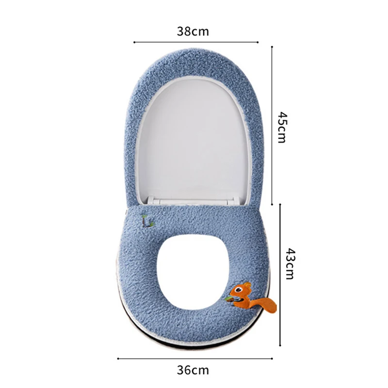 Bathroom Toilet Seat Cover Warm Convenient Thicken Soft Velvet Cartoon Zipper Potty Cover Universal WC Toilet supplies