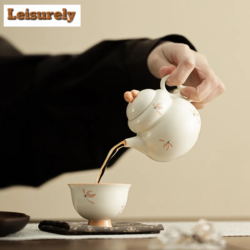 120ml Orchid Wind Chime Gourd Ceramic Teapot Zen Tea Infuser Pot Tea Soaking Kettle With Strainer Kung Fu Tea Ceremony Ornaments