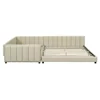 Dual Function Mother & Child Upholstered Platform Bed Set with Safety Guardrails Elegant PU Leather Design Queen Size & Twin XL 4