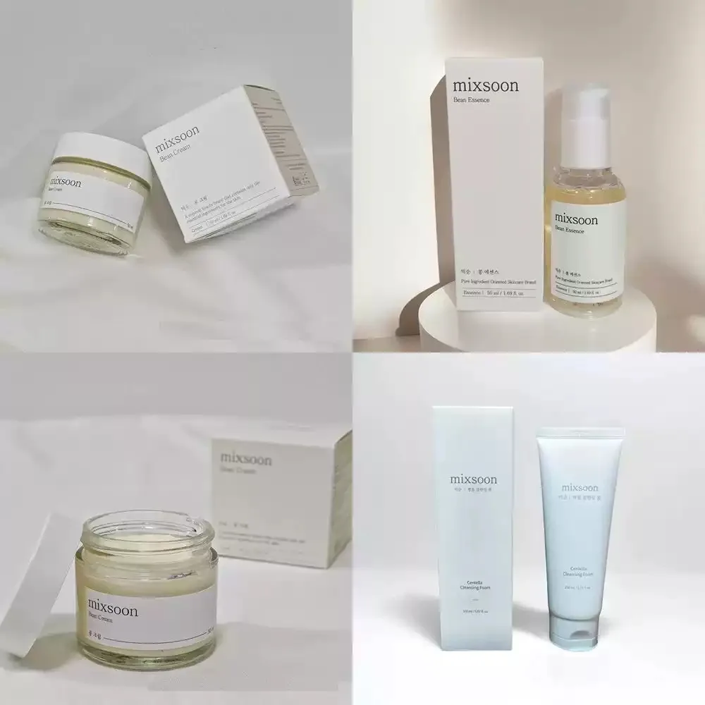 Korean Skincare Essentials Set: Hydrating Cream, SPF50 Sunscreen, Cleanser, and Brightening Serum for Nourishing & Smoothing Skin