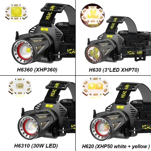 CYCLEZONE-USB 충전식 H6 LED 헤드램프, 방수 18650 배터리 토치 낚시 야외 캠핑 랜턴 센서 헤드 라이트 3