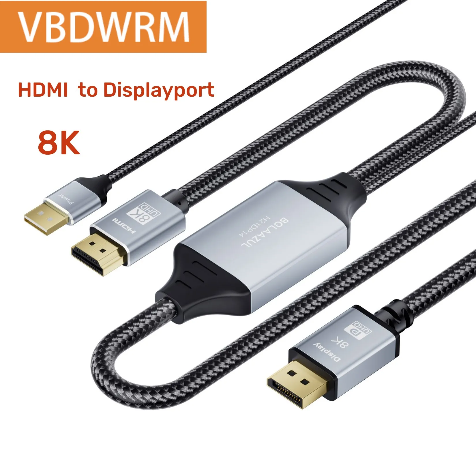 Câble HDMI 2.1 vers Displayport 1.4, audio et vidéo, pour box TV,  adaptateur DP, convertisseur 8K, 30Hz, pour PS4 et ordinateur - AliExpress