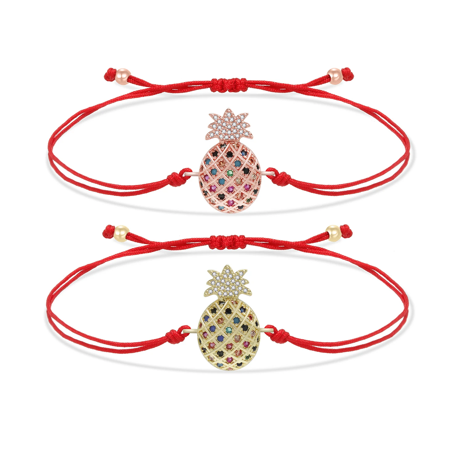 Aaa Cubic Zirconia Stones Multicolor Cz Ananas Charm String Braccialetto Fatto A Mano Donna Rainbow Crystal Ananas Jewelry Present