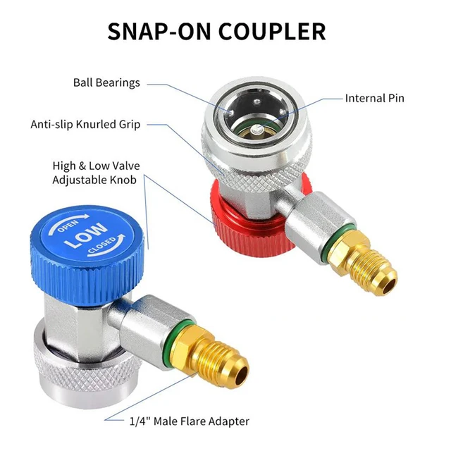 Couremplaçant rapide côté haut et bas, adaptateur R1234YF à R134A,  connecteur de raccord, outils de montage de climatisation de voiture, 2  pièces - AliExpress