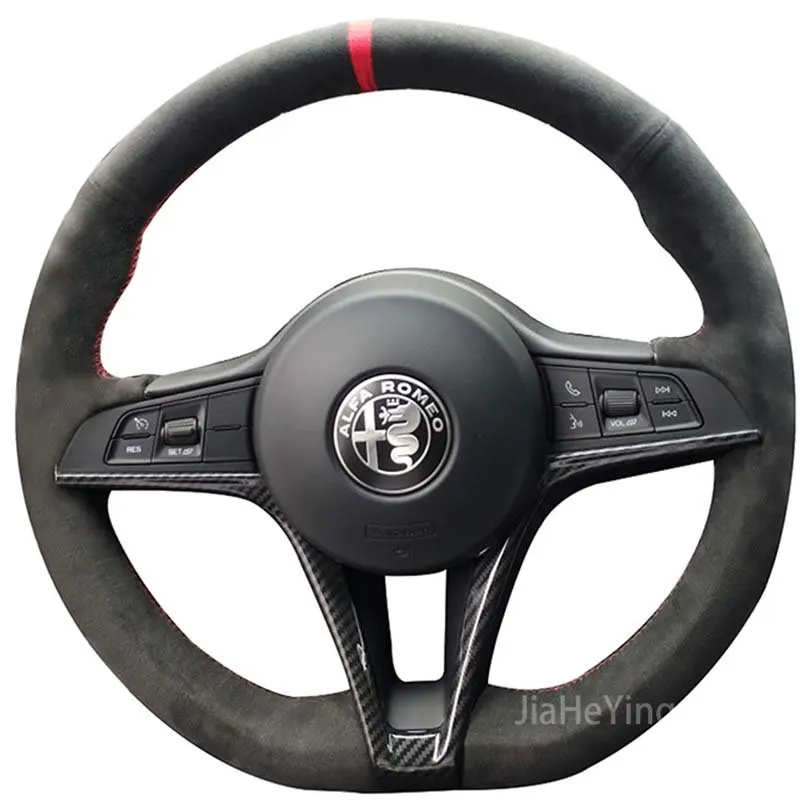 

DIY Custom Hand Sewn Non-slip Durable Top Leather Car Steering Wheel Cover Wrap For Alfa Romeo giulia stelvio