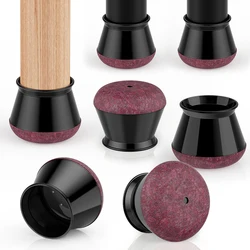 Black Silicone Chair Leg Covers with Felt Pads - Furniture Feet Protectors for Hardwood Floors, Anti - Scratch and Noise Reduction (36 - Pack) (Black)