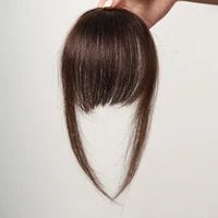 100% cheveux humains frange naturel brun vaporeux Bang pince à cheveux en frange frange avec branches postiche pour femmes pince sur Air Bang 4,5 pouces 4
