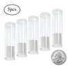 5Pcs 25mm Coin Storage Tubes Transparent Plastic Quarter Coin Tubes with Lid for Coin Collection Organizer 5