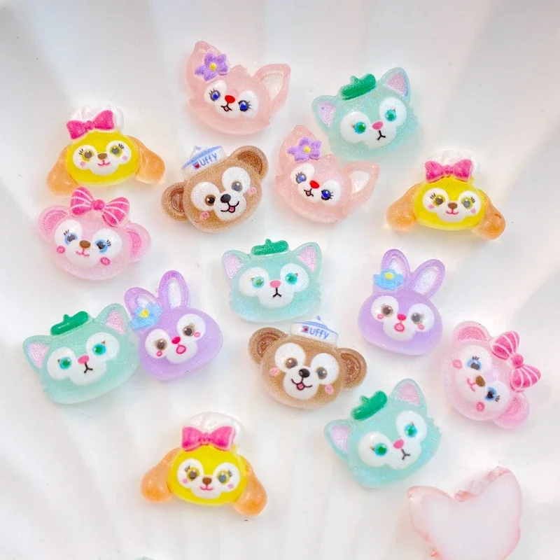 50pcs cute cartoon nail stickers, cute three-dimensional cartoon bear and rabbit series resin nail accessories