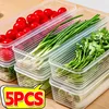1/5PCS Refrigerator Storage Boxes Scallions Fresh Box Food Container Cold Storage Crisper Sealed Fridge Organiser with Lid Jars 1