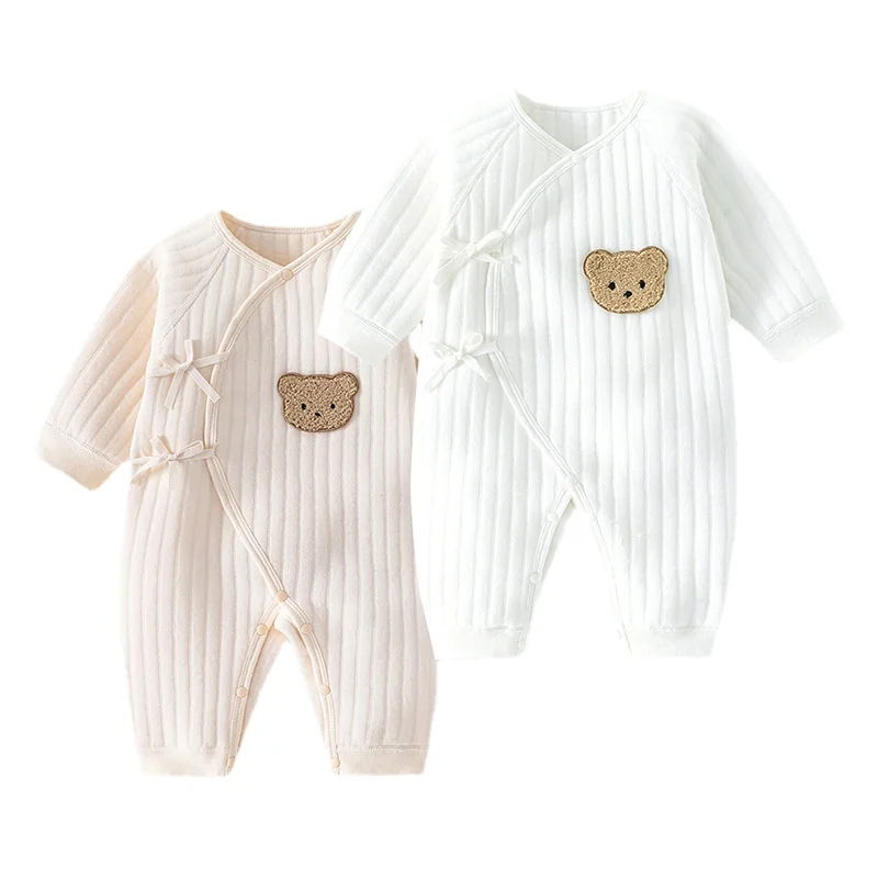 Bodysuit de algodão grosso recém-nascido, roupas Onesie, meninos e meninas, 0-6M, roupas de primavera e outono