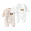 Mono de algodón grueso para niños y niñas, ropa para recién nacidos, ropa para el hogar, 0-6M, primavera y otoño