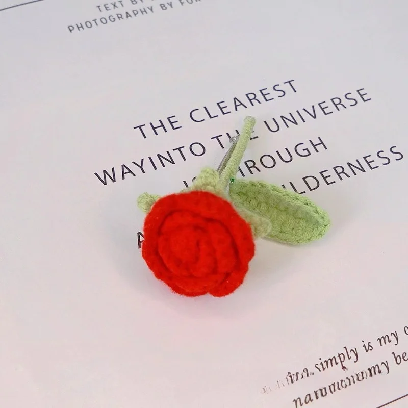 1pc Finished Handmade Rose Brooch Crocheted Chest Flower Accessory Temperament Small Brooch Flower Clothing Accessory Decoration