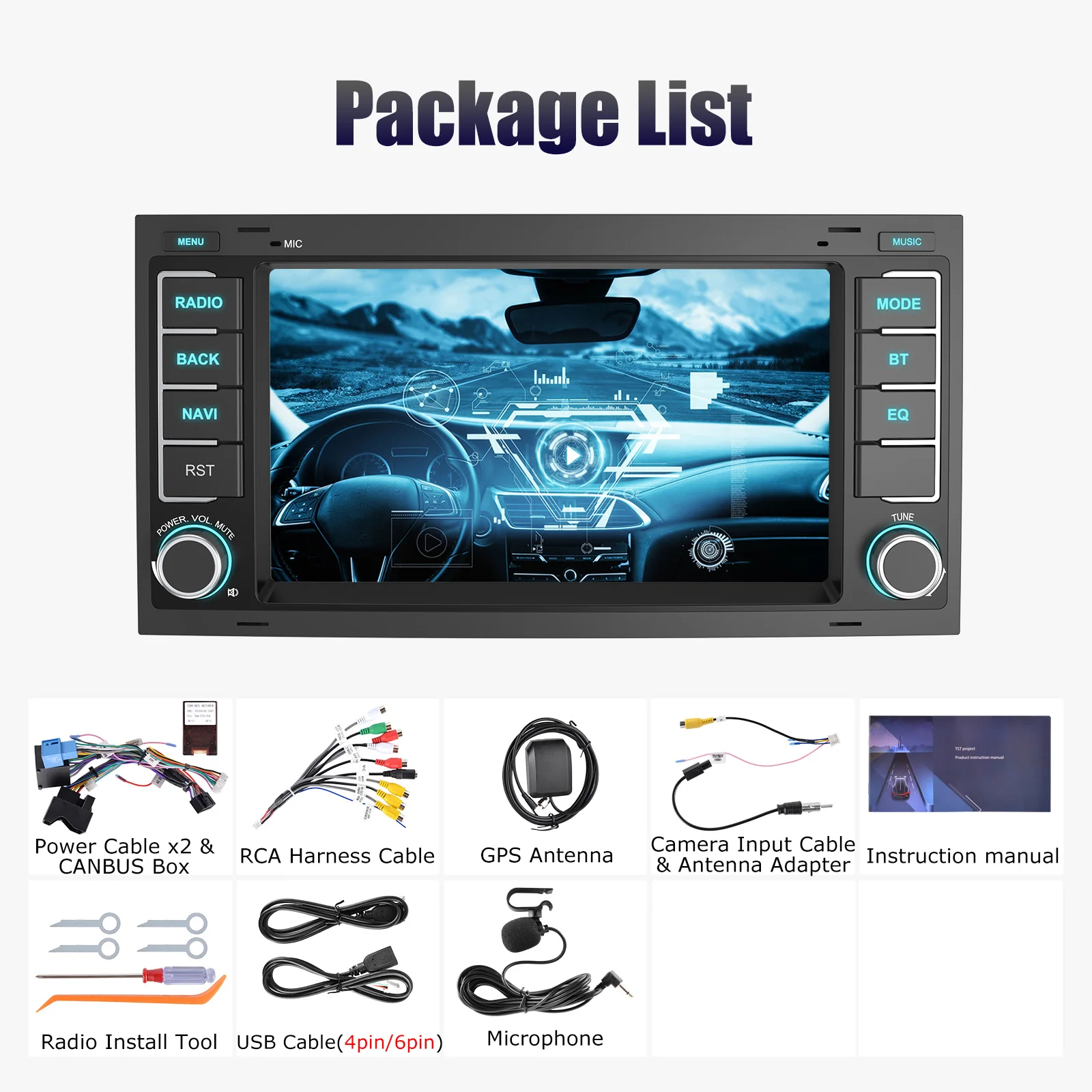 ESSGOO 7 "Display Android 14 Für VW T5 Multivan Transporter Drahtlose Carplay Androdi Auto GPS Nav WiFi BT RDS BT SWC Spiegel Link – Detail 19