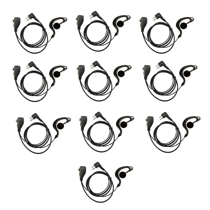 

Lot 10PCS 2 pin Earhook PTT Mic Earphone Headset For Motorola GP88 GP88S GP300 GP2000 HYT TC-500 TC-518 TC-600 Radio Transceiver