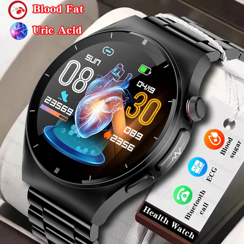 

New Bluetooth Call Blood Glucose Smart Watch Men Uric Acid Blood Lipid Blood Pressure ECG+PPG Health Smartwatch For Xiaomi Apple