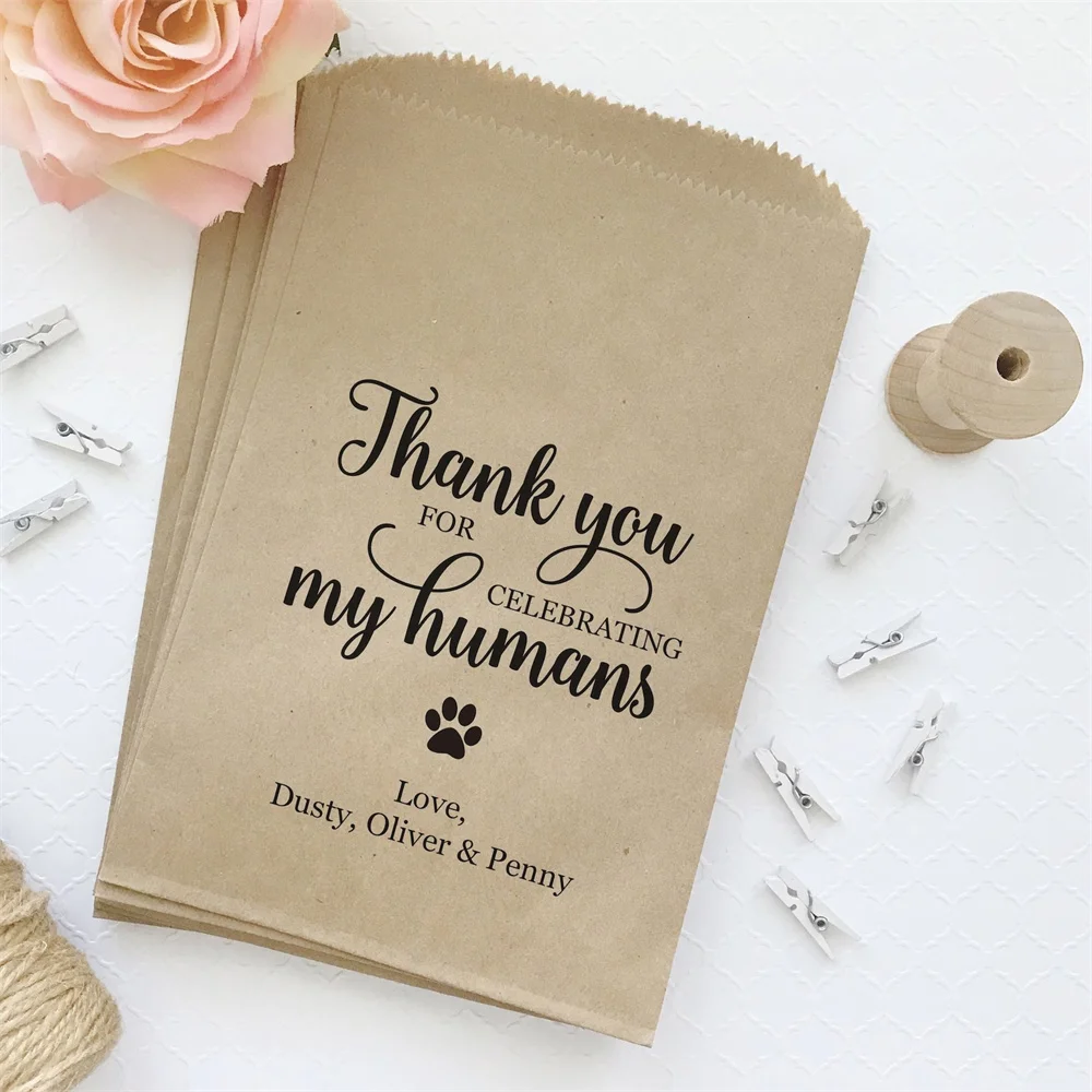 

50 Dog treat favor bag - Dog treat bags for wedding - Wedding doggie bags - Thank you for celebrating my humans bags