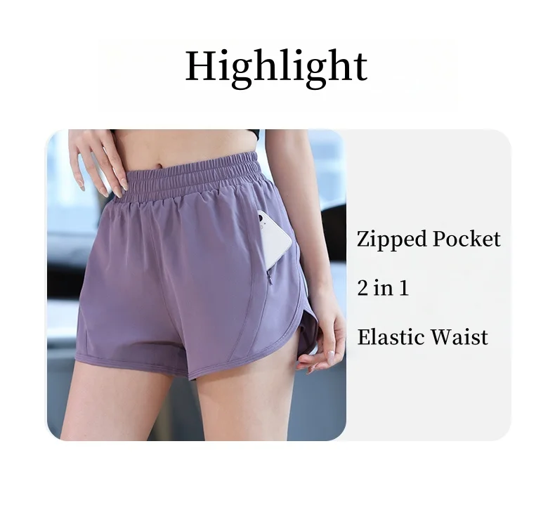 Description Picture 5 of itemDRUR Women's Running Shorts Summer 2 In 1 High Waist Quick Dry Yoga Gym Clothes Female Athletic Short Pants With Pocket Yogawear