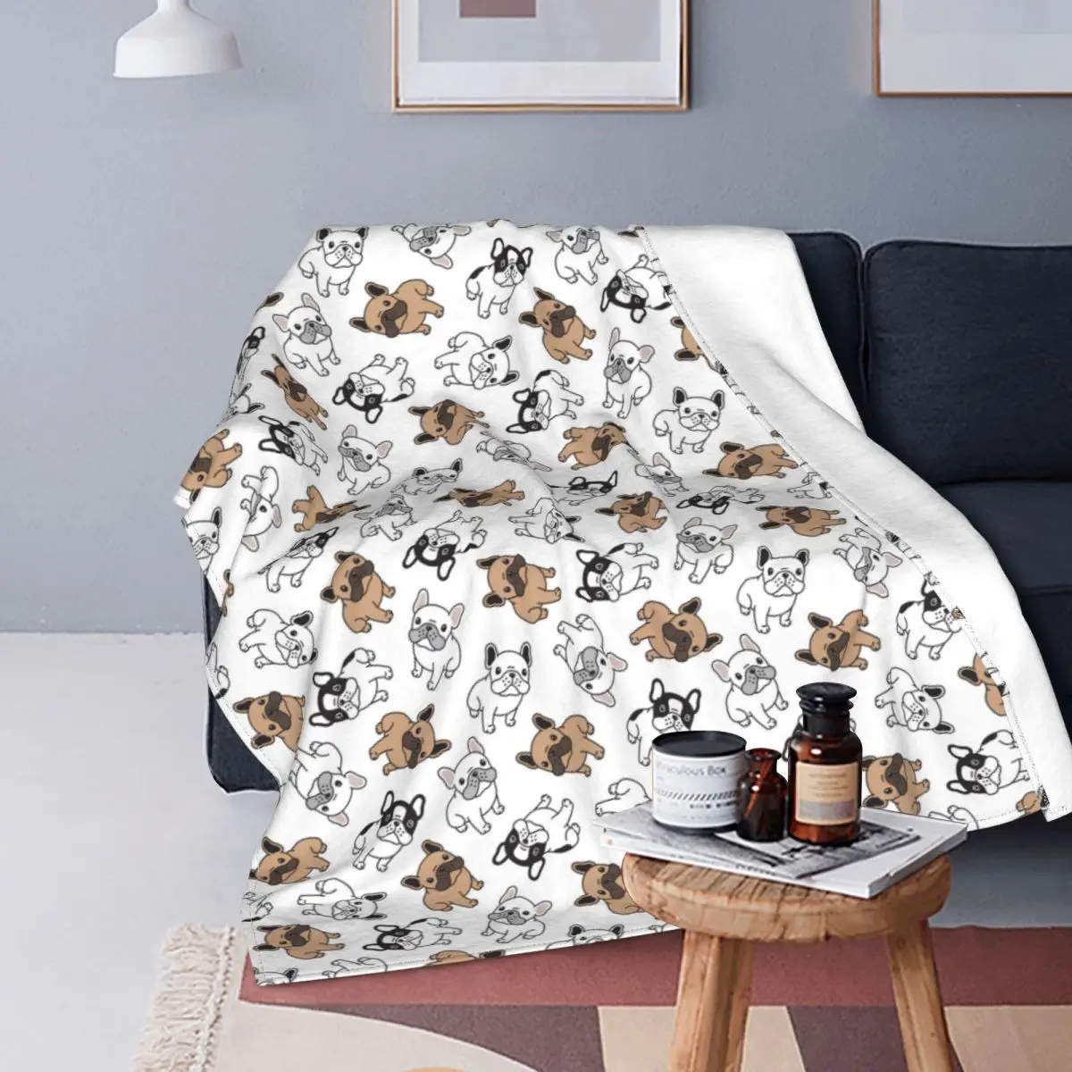 

French Bulldog Dog Blankets Fleece Decoration Animal Cute Breathable Ultra-Soft Throw Blankets for Home Couch Quilt