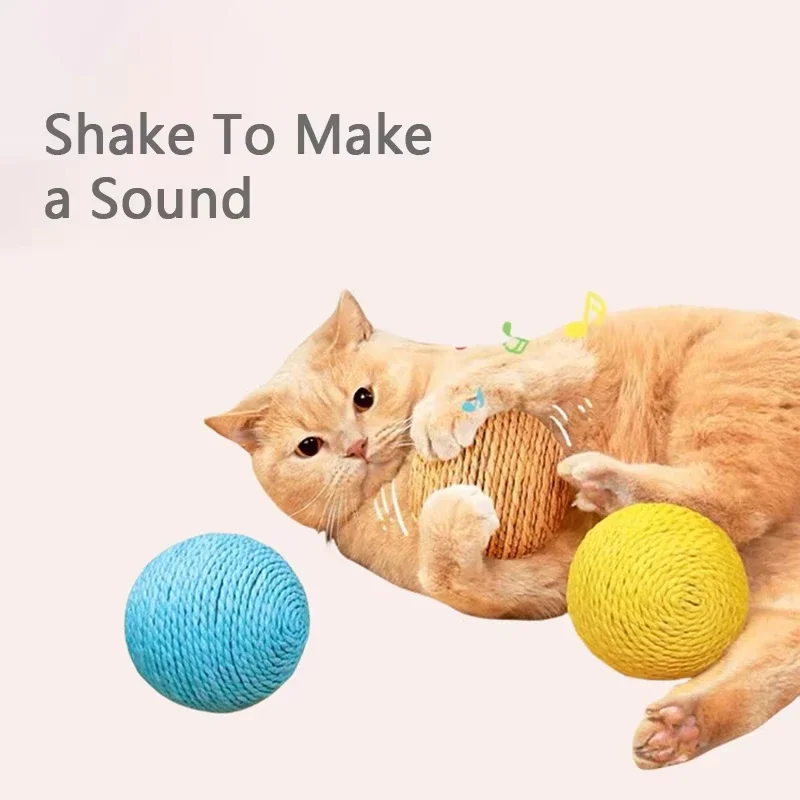 8cm Interactive Cat Scratching Ball Bite-Resistant Kitten Toy with Crinkle Sound for Chasing And Play