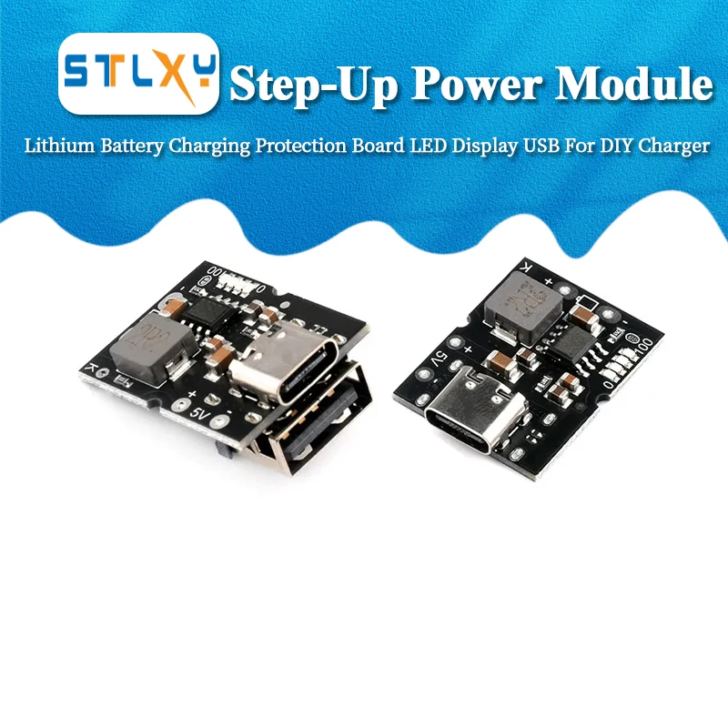 C타입 USB 부스트 컨버터 스텝 업 전원 모듈, 리튬 배터리 충전 보호 보드, LED 디스플레이, DIY 충전기용 USB, 5V 2A