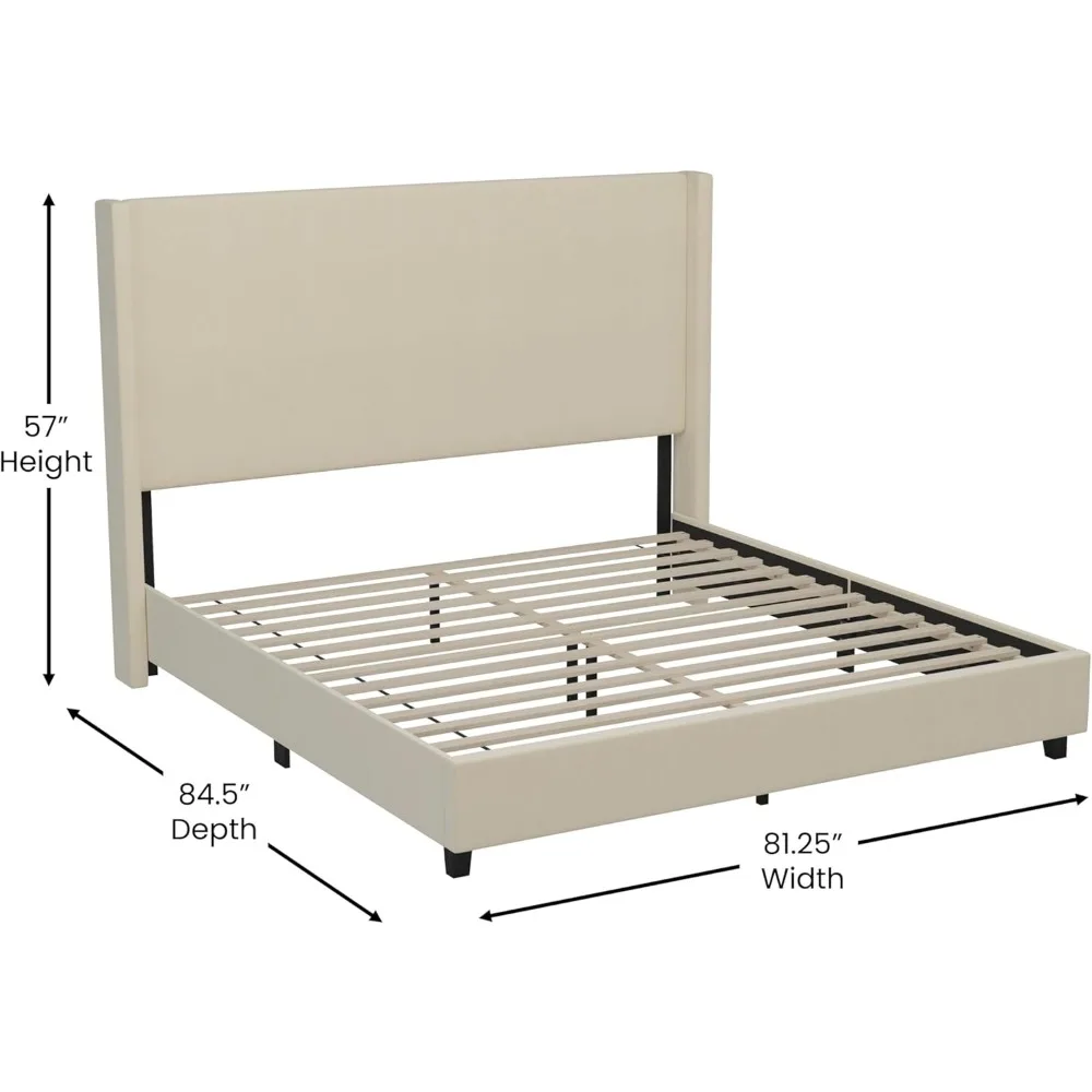 Wingback Platform Bed, Durable Engineered Wood Frame, No Box Spring Needed, Lightweight Design, king Bed 2