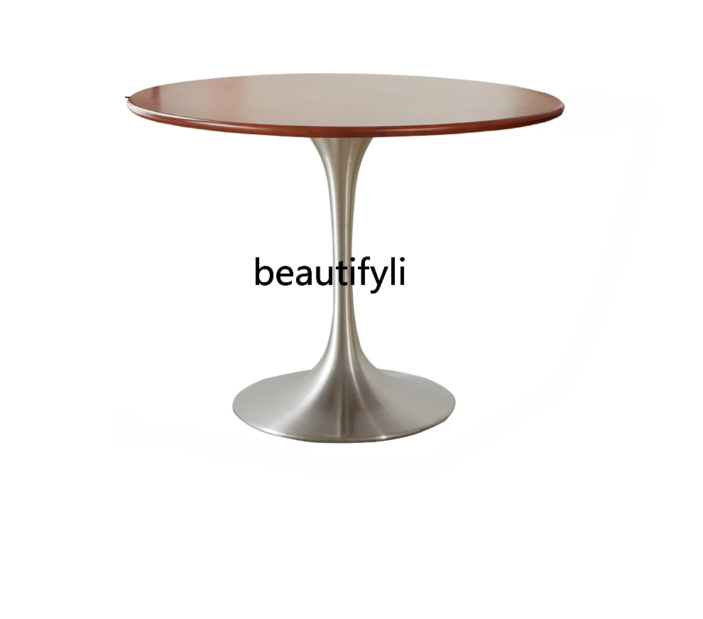 

Mid-Ancient Solid Wood Home Designer Small Apartment Table Retro Dining Table Living Room Dining Room round Dining Table