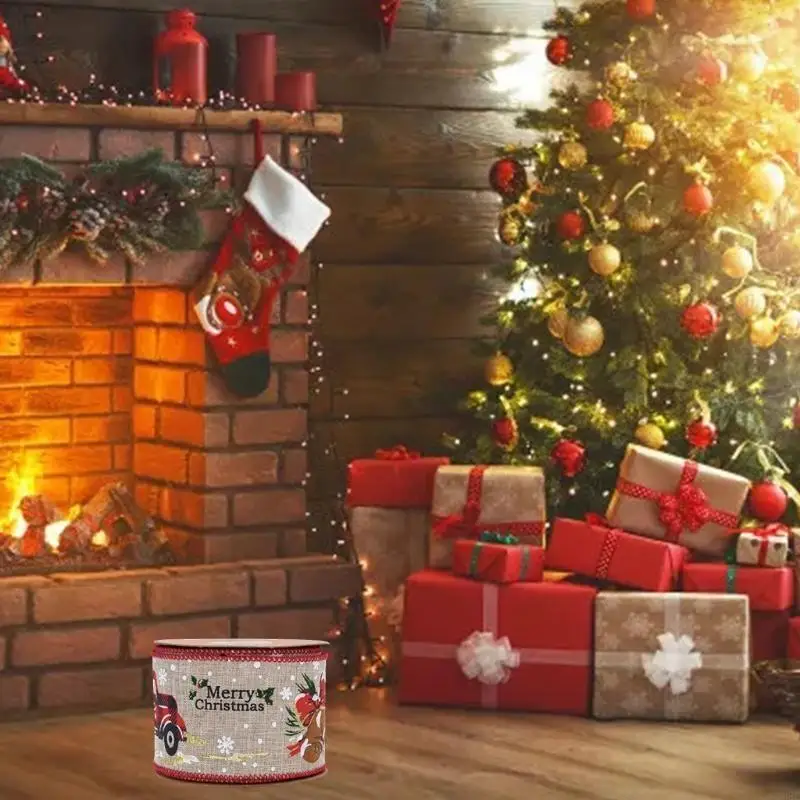 Weihnachtsband für Kränze DIY Weihnachtsfeier -Verpackung Dekor versorgt Material Doppelkabel Rand Ribbon Weihnachtsbaum Y08e – Detail 9