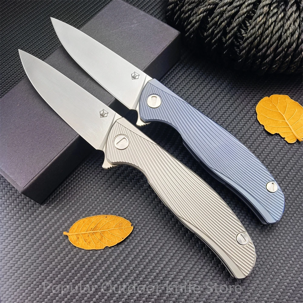 

Shirogorov Styles Pocket Folding Knives Bearing Manual Open EDC TC4 Titanium Alloy Handle with Clip D2 Blade Hunting Multi Tool