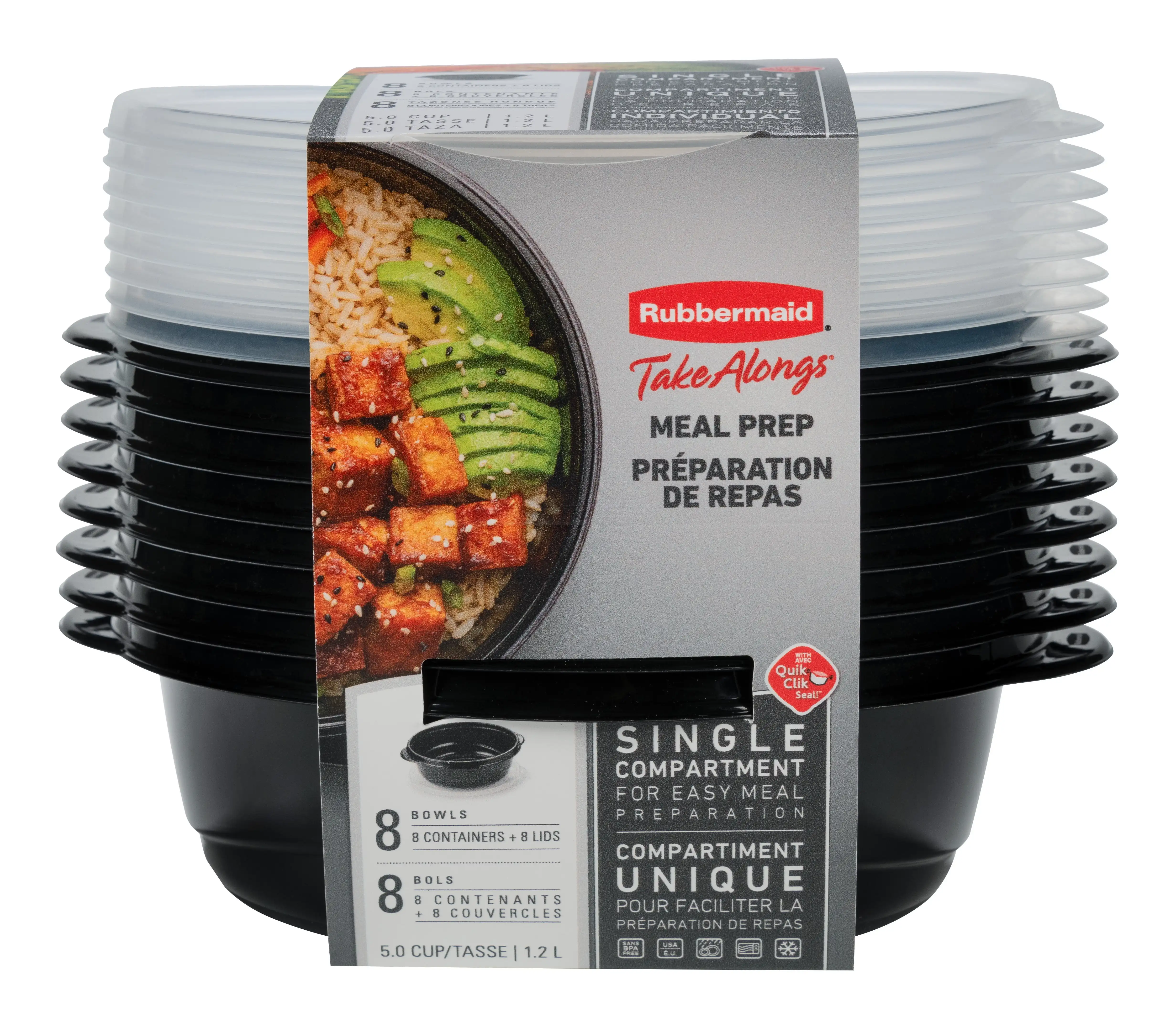

Контейнеры для хранения пищевых продуктов Rubbermaid takealthong, 5 чашек, 8 упаковок