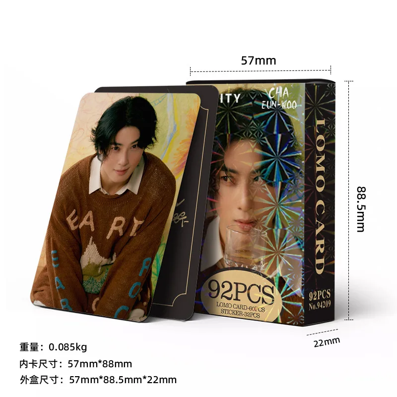 Новый 92 шт. LOMO card Cha EunWoo двухсторонняя Фотокарта