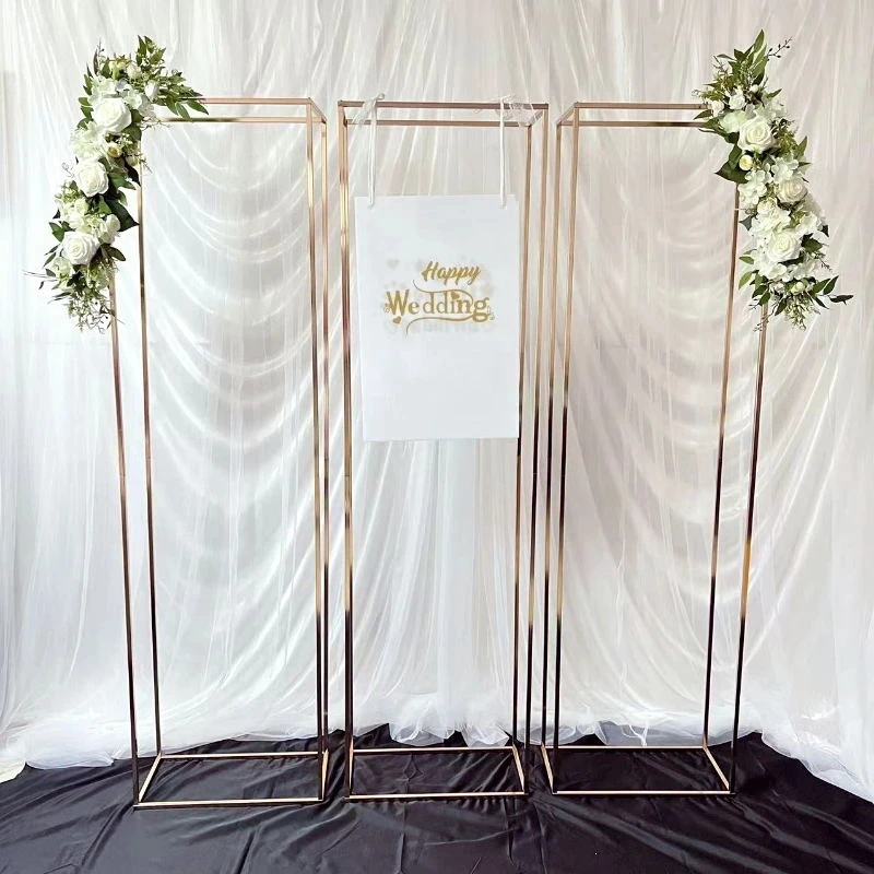 

2pcs 200 cm Tall Wedding Arch Iron Column Plinth Ballon Arch Wedding Birthday Stage Background Booth Prop Metal Square Frame